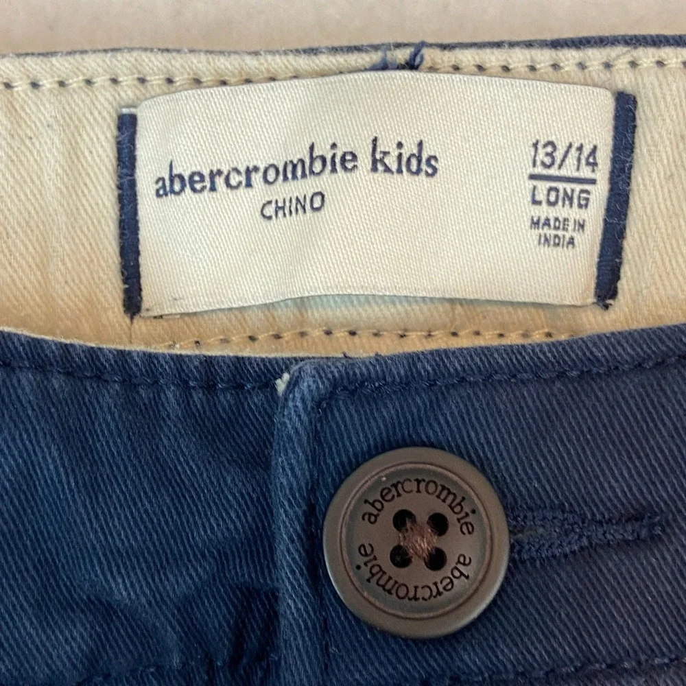 Abercrombie Kids Chino Pants Navy Blue Size 13 14 Long‎ Adjustable Waist